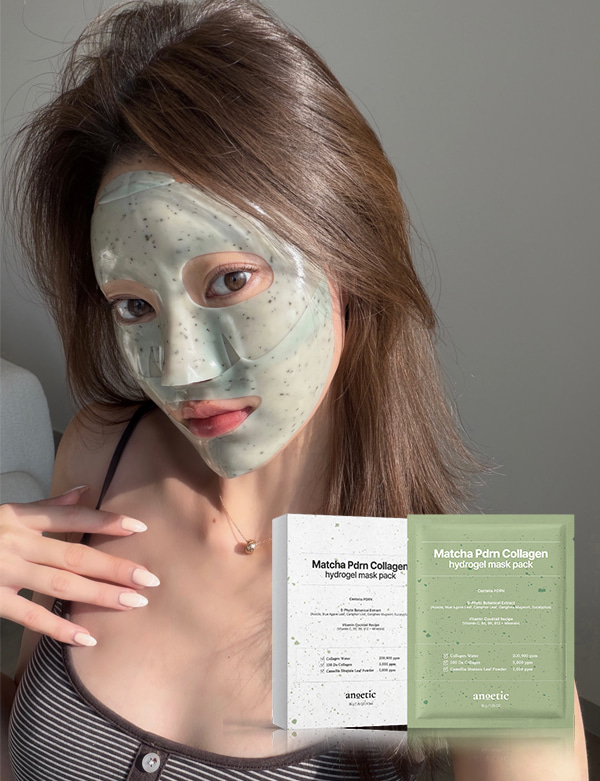 Anoetic Beauty Matcha PDRN Collagen Hydrogel Mask Pack, 1 box (5 ea)