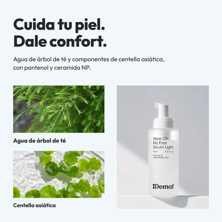 Demaf Here-Oh My First Serum - Light 155 ml · Cuidado · árbol de té y centella