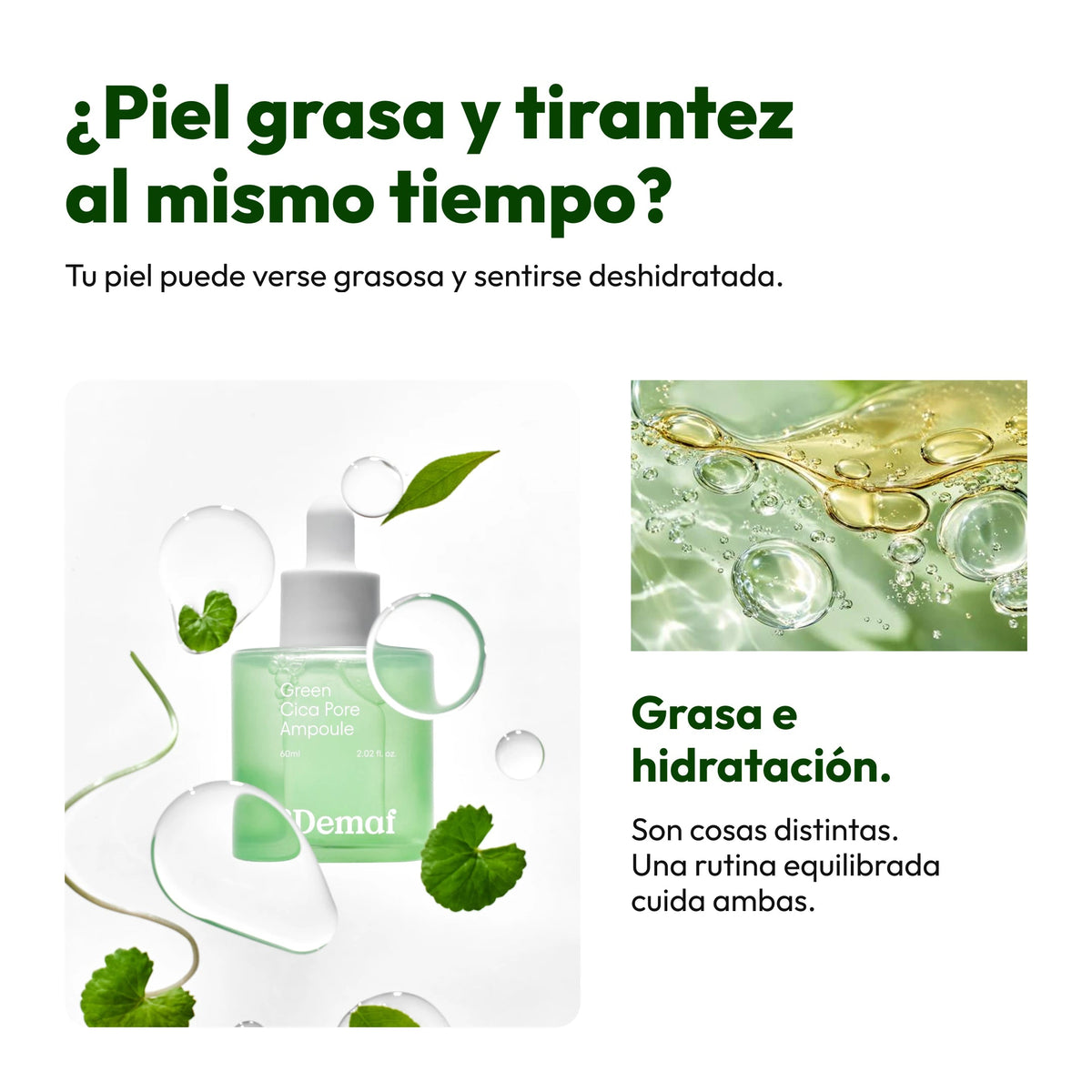 Demaf Green Cica Pore Ampoule 60 ml · Problema