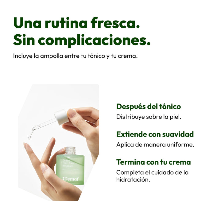 Demaf Green Cica Pore Ampoule 60 ml · Cómo usar