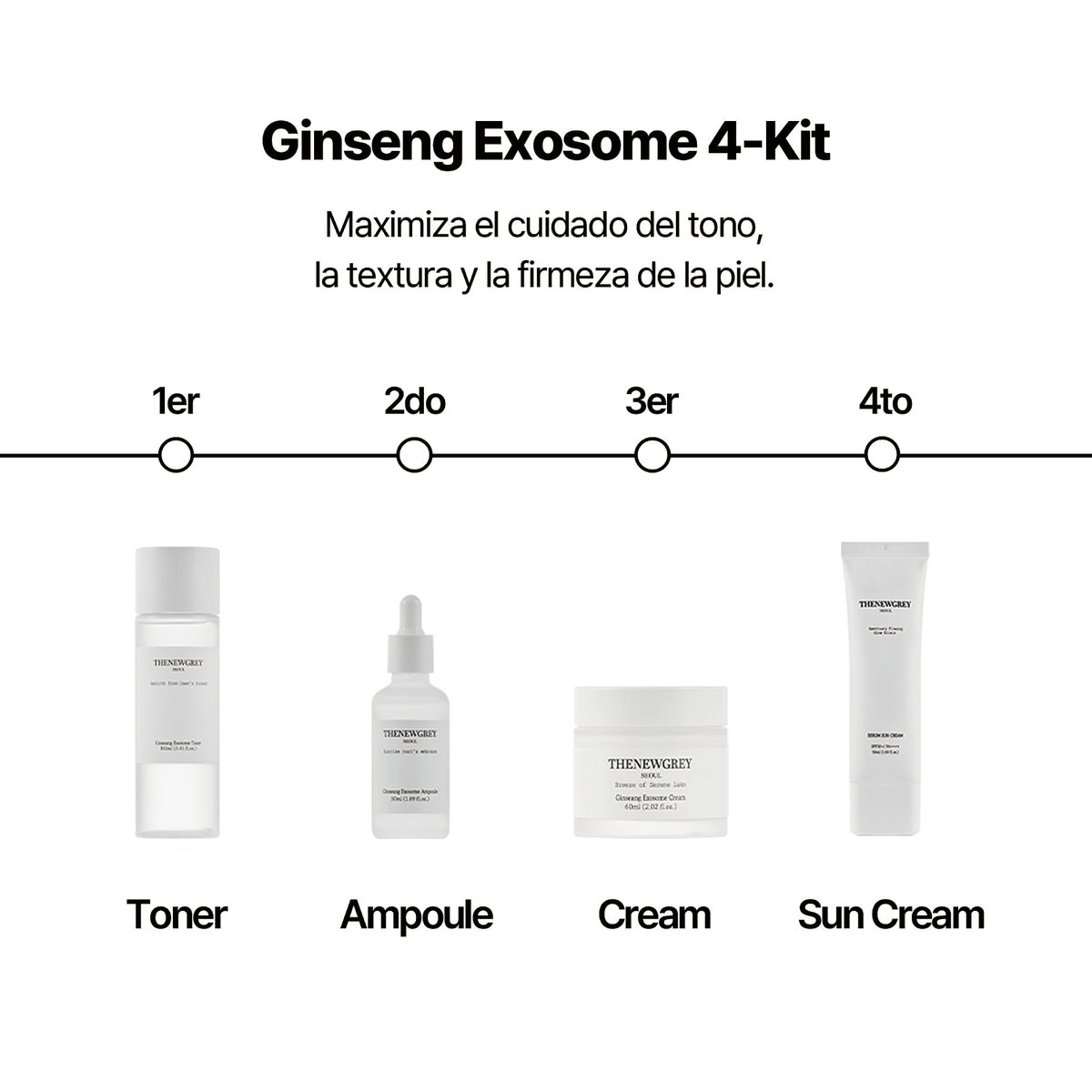 🚀 Thenewgrey Ginseng Exosome Skincare 4-Kit (Toner, Ampoule, Cream y Sun Cream) - imagen 8