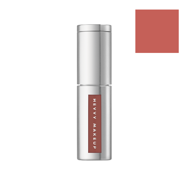 Hevvy Makeup Blurring Slip Fit Lip and Cheek Stain — Figgy Caramel · fondo transparente