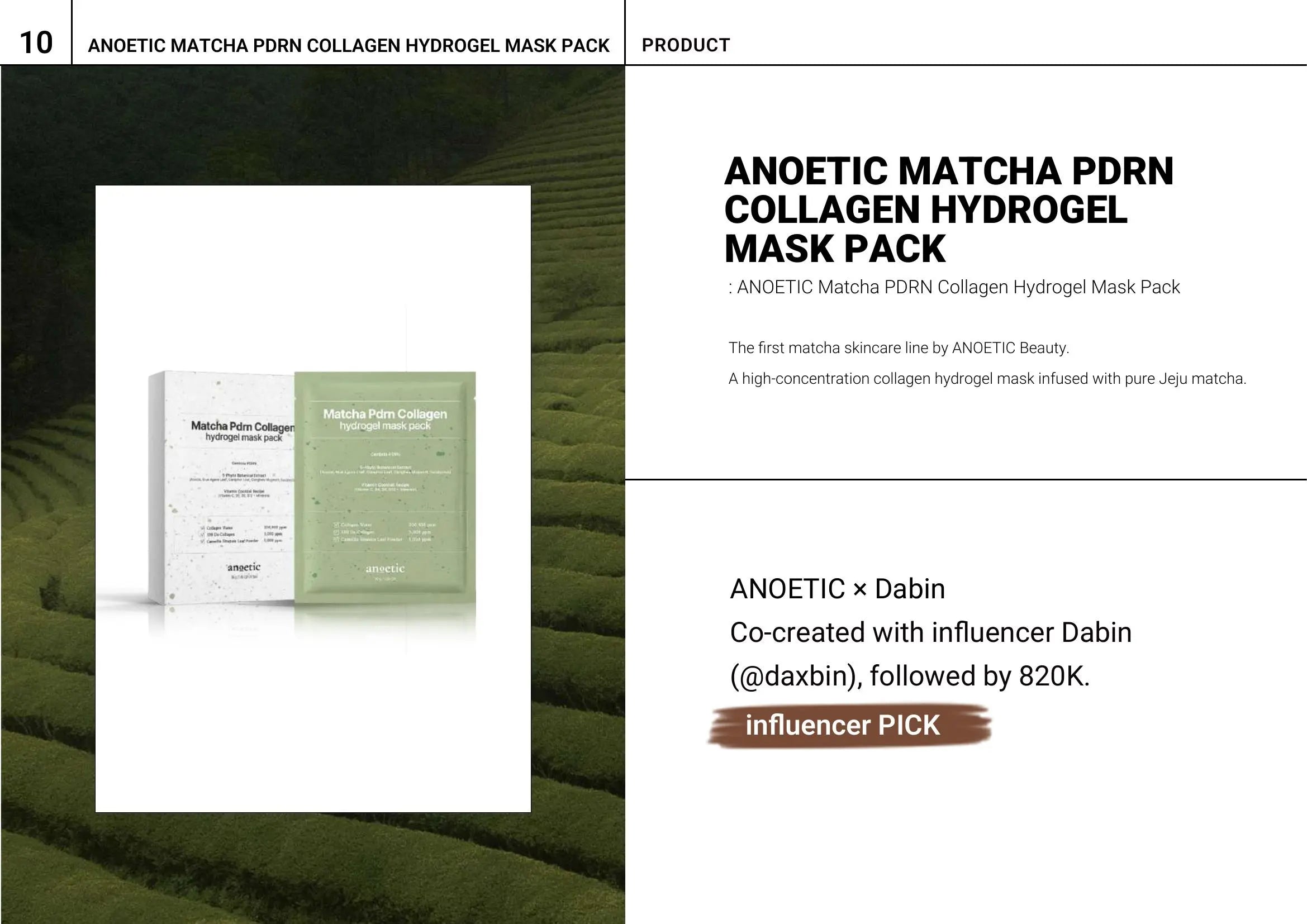 Anoetic Matcha PDRN Collagen Hydrogel Mask Pack · página 1