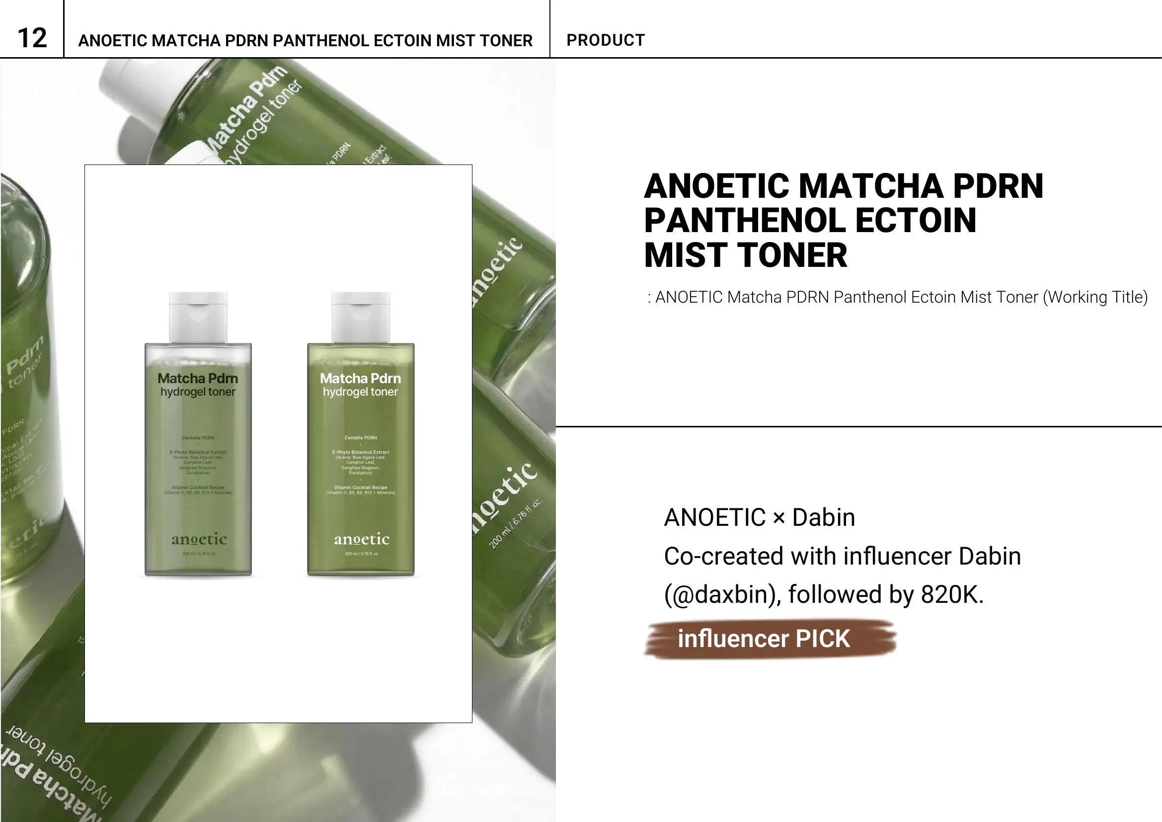 Anoetic Matcha PDRN Ectoin Panthenol Toner Mist · página 1